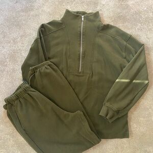 Olive Green Quarter-Zip Sweatshirt and Joggers Set Old Navy Large Medium Tall